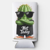 サングラスと姿勢の「Not Today」サボテン スリム缶クーラー (裏面)