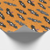 サングラスと帽子が付いたかわいいハロウィンこうもり ラッピングペーパー (角)