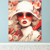 サングラスと帽子の美しいパリの女性 キャンバスプリント (インサイチュ (ウッドフロア))