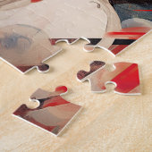 サングラスと帽子の美しいパリの女性 ジグソーパズル (側面)