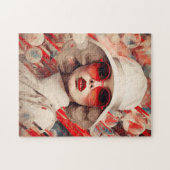 サングラスと帽子の美しいパリの女性 ジグソーパズル (横)