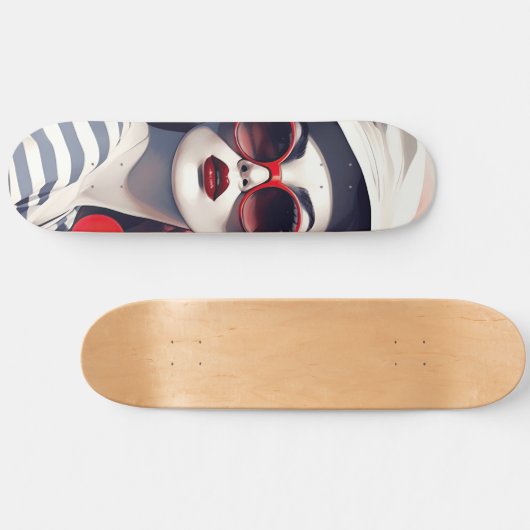 サングラスと帽子の美しいパリの女性 スケートボード (横)