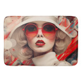 サングラスと帽子の美しいパリの女性 バスマット (正面)