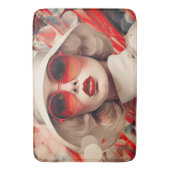 サングラスと帽子の美しいパリの女性 バスマット (正面縦)