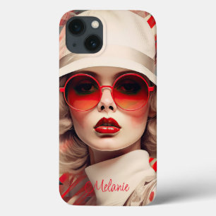 サングラスと帽子の美しいパリの女性 iPhone 13ケース