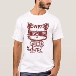 サングラスと自信のあるポーズの猫 Tシャツ