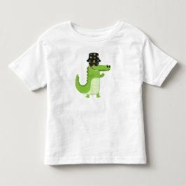 サングラスと葉っぱのバケットハットがおしゃれなワニ トドラーTシャツ