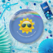 サングラスと虹を持つ黄色の太陽 ペーパープレート (パーティー)