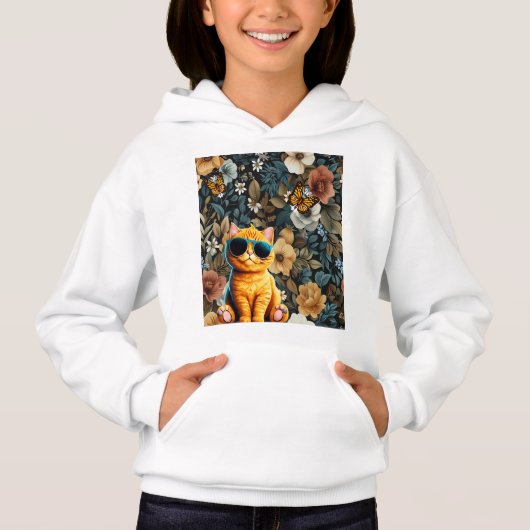 サングラスと蝶の花が咲く猫 (正面)