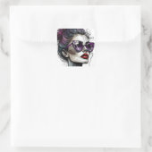 サングラスと赤い口紅の美人 スクエアシール (バッグ)