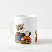 サングラスと野の花のキツネマグ コーヒーマグカップ (正面左)
