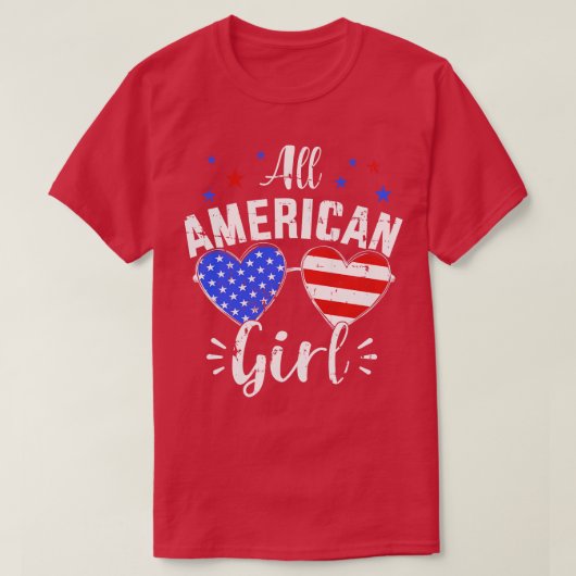 サングラスと7月の女の子の全米の4th tシャツ (デザイン正面)