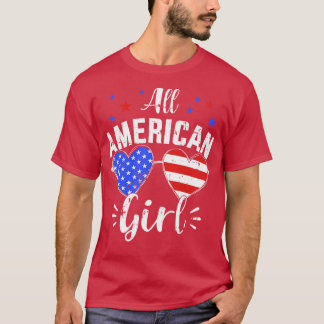 サングラスと7月の女の子の全米の4th tシャツ