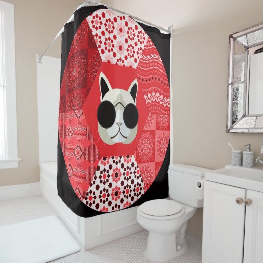 サングラスに入った猫 シャワーカーテン (インサイチュ)