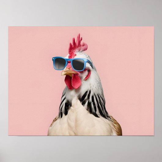 サングラスに入った超現実的なチキンヘン ポスター (正面)