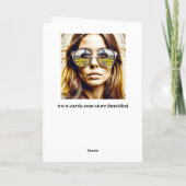 サングラスに反射する女性アイアート サンキューカード (裏面)