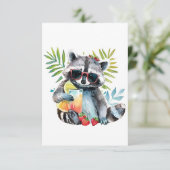 サングラスに夏のアライグマビーチチラウト サンキューカード (スタンド正面)