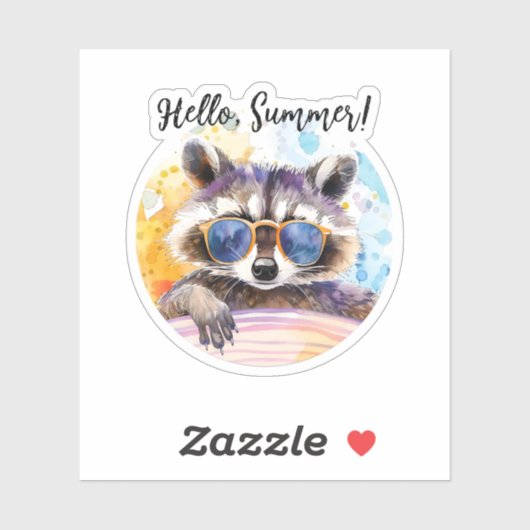 サングラスに夏のアライグマ水の色 シール (シート)