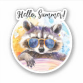 サングラスに夏のアライグマ水の色 シール (正面)