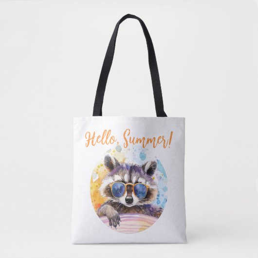 サングラスに夏のアライグマ水の色 トートバッグ (正面)