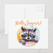 サングラスに夏のアライグマ水の色 ポストカード (正面/裏面)