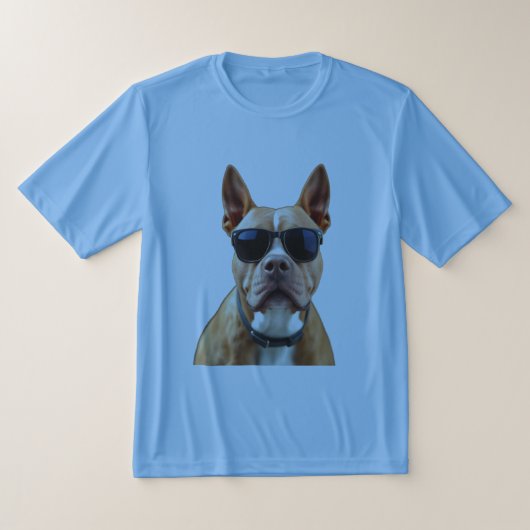サングラスに犬のメンズスポーツテック競技者Tシャツ Tシャツ (レイダウン)