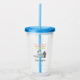 サングラスに猫&カメラ&コーヒー アクリルタンブラー