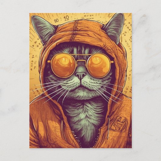 サングラスに猫 ポストカード (正面)