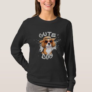 サングラスに飾り立てたビーグル かわいい犬のグラフィック Tシャツ