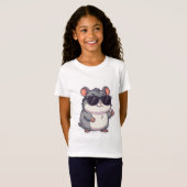 サングラスのおしゃれちびハムスター 楽しい子供用パロディグッズ Tシャツ (正面フル)