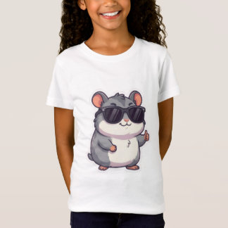サングラスのおしゃれちびハムスター 楽しい子供用パロディグッズ Tシャツ