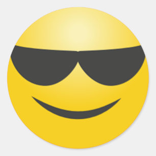 サングラスのおもしろいなemojiのクールな微笑の顔 ラウンドシール