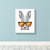 サングラスのウサギ キャンバスプリント (インサイチュ (ウッドフロア))