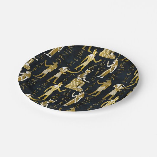サングラスのエジプトの神の金ゴールドそして白 ペーパープレート (アングル)