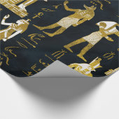 サングラスのエジプトの神の金ゴールドそして白 ラッピングペーパー (角)