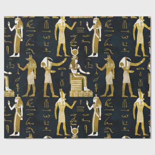 サングラスのエジプトの神の金ゴールドそして白 ラッピングペーパー (フラット)