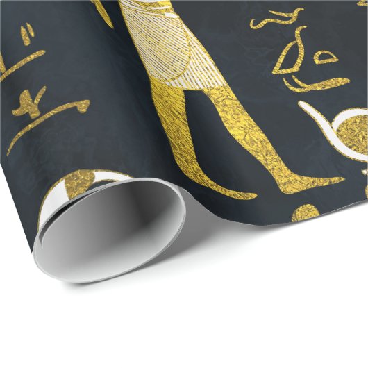 サングラスのエジプトの神の金ゴールドそして白 ラッピングペーパー (ロールコーナー)