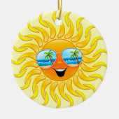 サングラスのオーナメントが付いている夏の日曜日の漫画 セラミックオーナメント (正面)