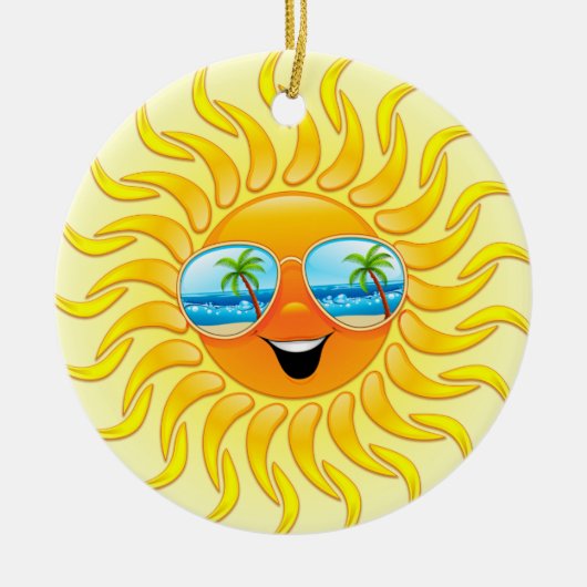サングラスのオーナメントが付いている夏の日曜日の漫画 セラミックオーナメント (正面)