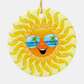 サングラスのオーナメントが付いている夏の日曜日の漫画 セラミックオーナメント (裏面)