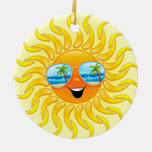 サングラスのオーナメントが付いている夏の日曜日の漫画 セラミックオーナメント (裏面)