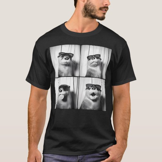 サングラスのカワウソ 可愛いカワウソ 海のカワウソ Tシャツ (正面)