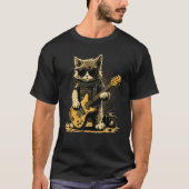 サングラスのギタ遊ーギタリストを着た猫 Tシャツ (正面)