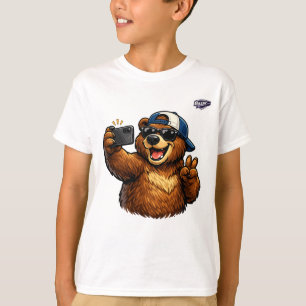 サングラスのクールなセルフィーベアのキッズタンクトップ Tシャツ