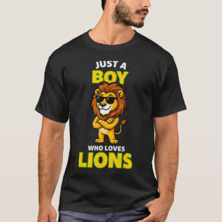 サングラスのクールなライオン ただのライオン好き少年 Tシャツ