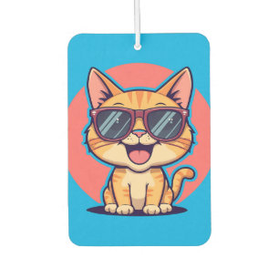 サングラスのクールキャット - かわいい面白い子猫デザイン カーエアーフレッシュナー