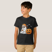 サングラスのゲーム遊面白いハロウィーンのかわいいブー Tシャツ (正面フル)
