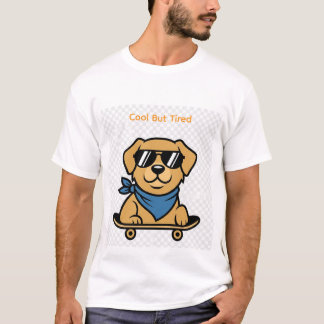 サングラスのゴールデンレトリバー スケーター犬 Tシャツ