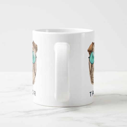 サングラスのシャルペイ|名前の追加 ジャンボコーヒーマグカップ (裏面)