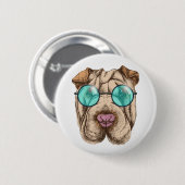 サングラスのシャルペイ 缶バッジ (正面&裏面)